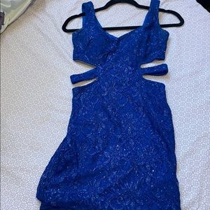 fitted sparkly dress with side cut outs